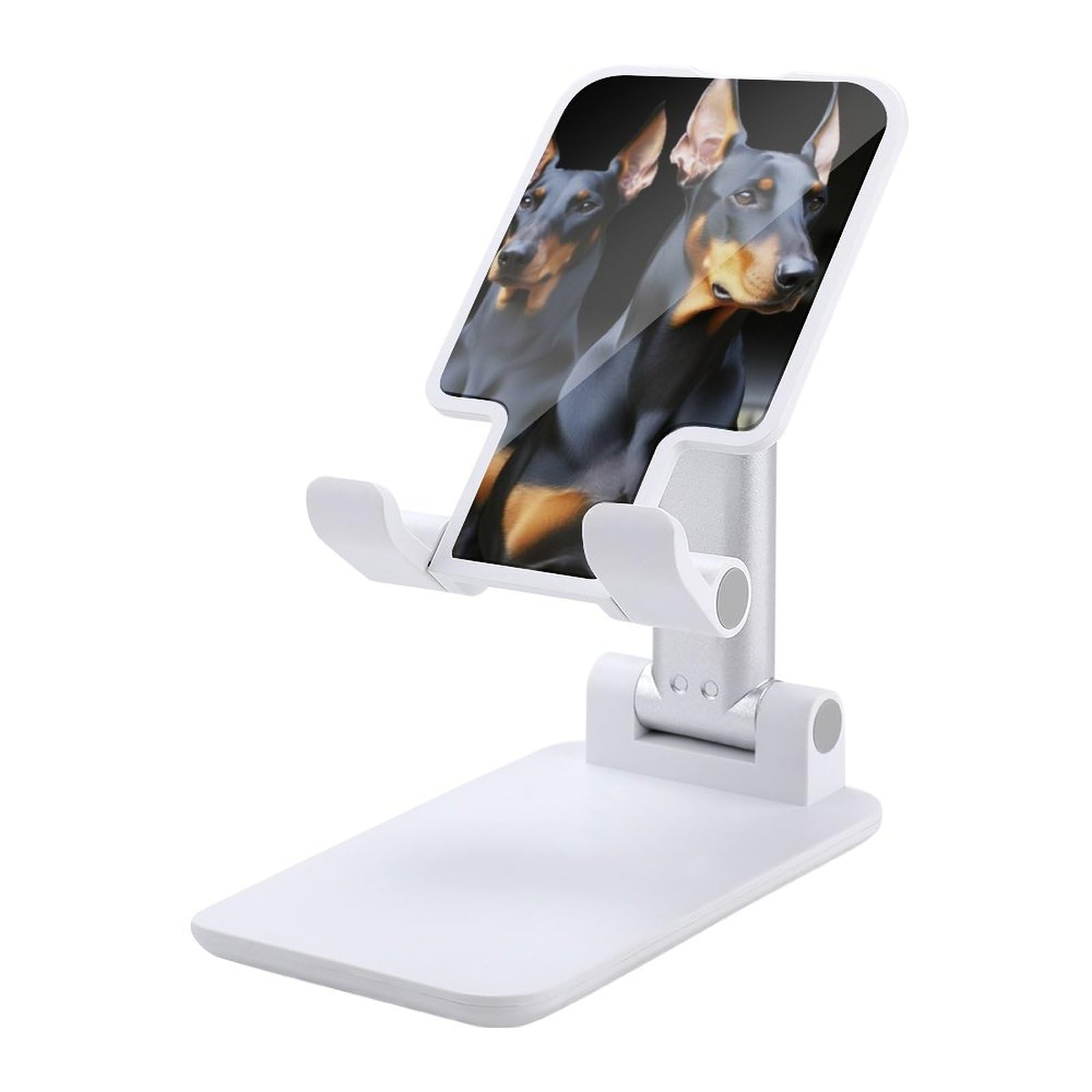 Support de téléphone Doberman réglable blanc pour éviter le mal de cou