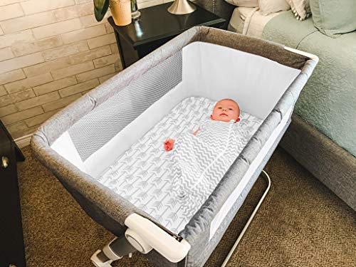 Bassinet Bed Sheets – Premium Bassinet Fitted Sheet For Halo, Mika Micky, Maxi Cosi & Others - 4 Pack 100% Jersey Knit - Bassinet Bedding For Standard Size Oval Or Halo Bassinet Pads For Boys & Girls #TOP6