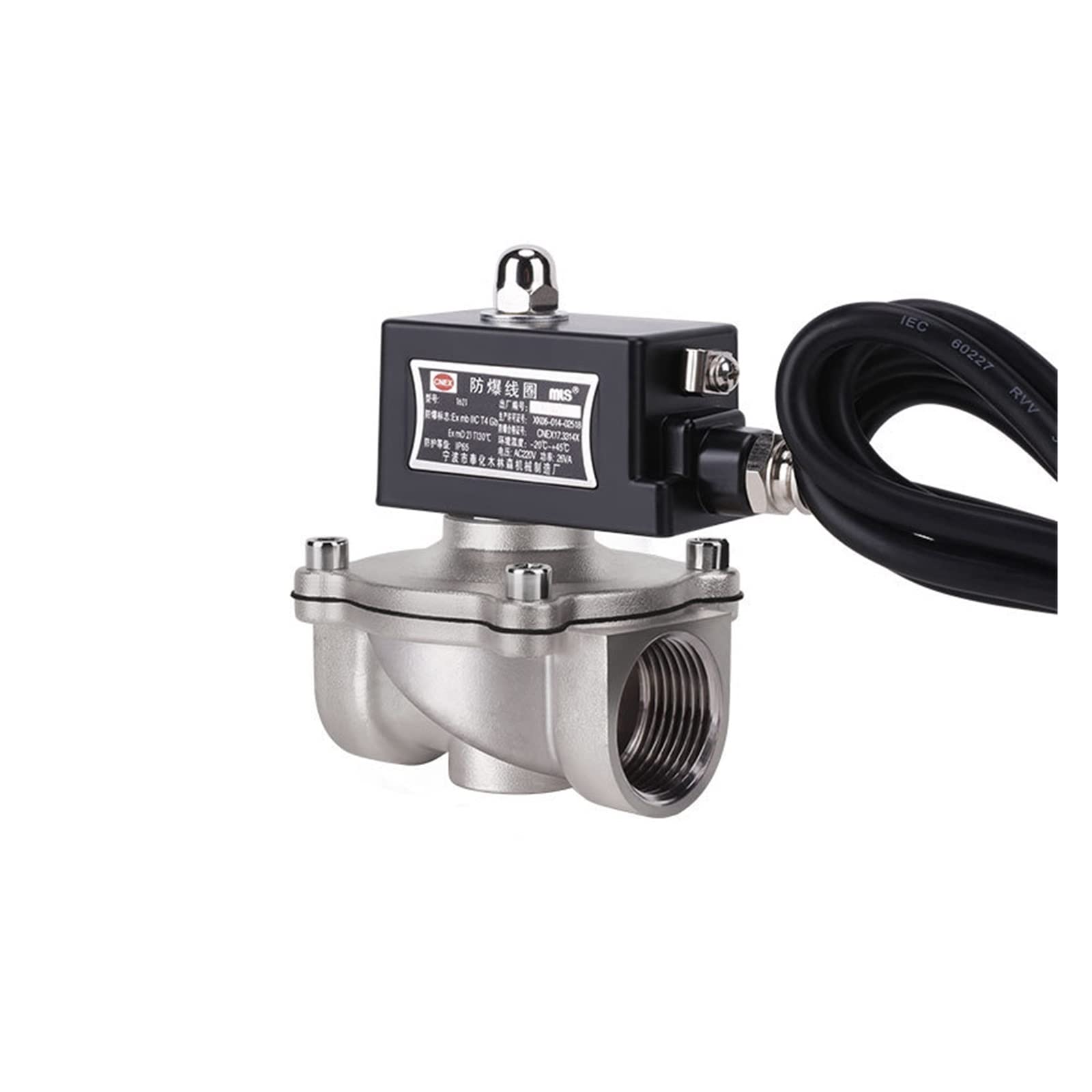 Huuoqiwy 240Vac 3/4" Normally Closed 304 Stainless Steel Explosion-Proof Solenoid Valve For Gas Natural Gas(240Vac)