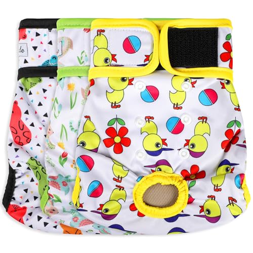 Image of Washable Female Dog Diapers - Premium Reusable Diapers for Doggie in Heat - Highly Absorbent Dog Diapers Female for Pet Incontinence with Adjustable Snaps(Animals, M)