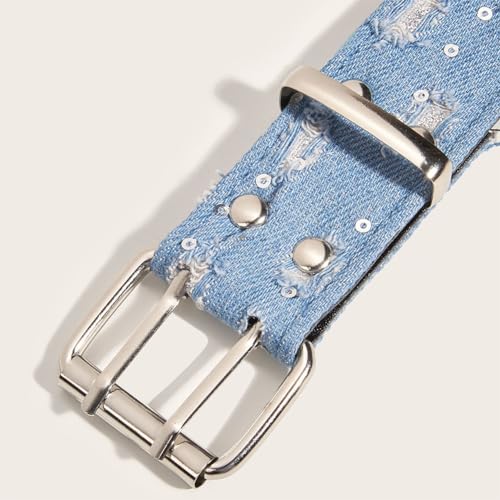 Fashion Denim Blue PU Leather Waist Belts Sequin for Women Ladies Cowgirl for Pants Jeans Dresse4