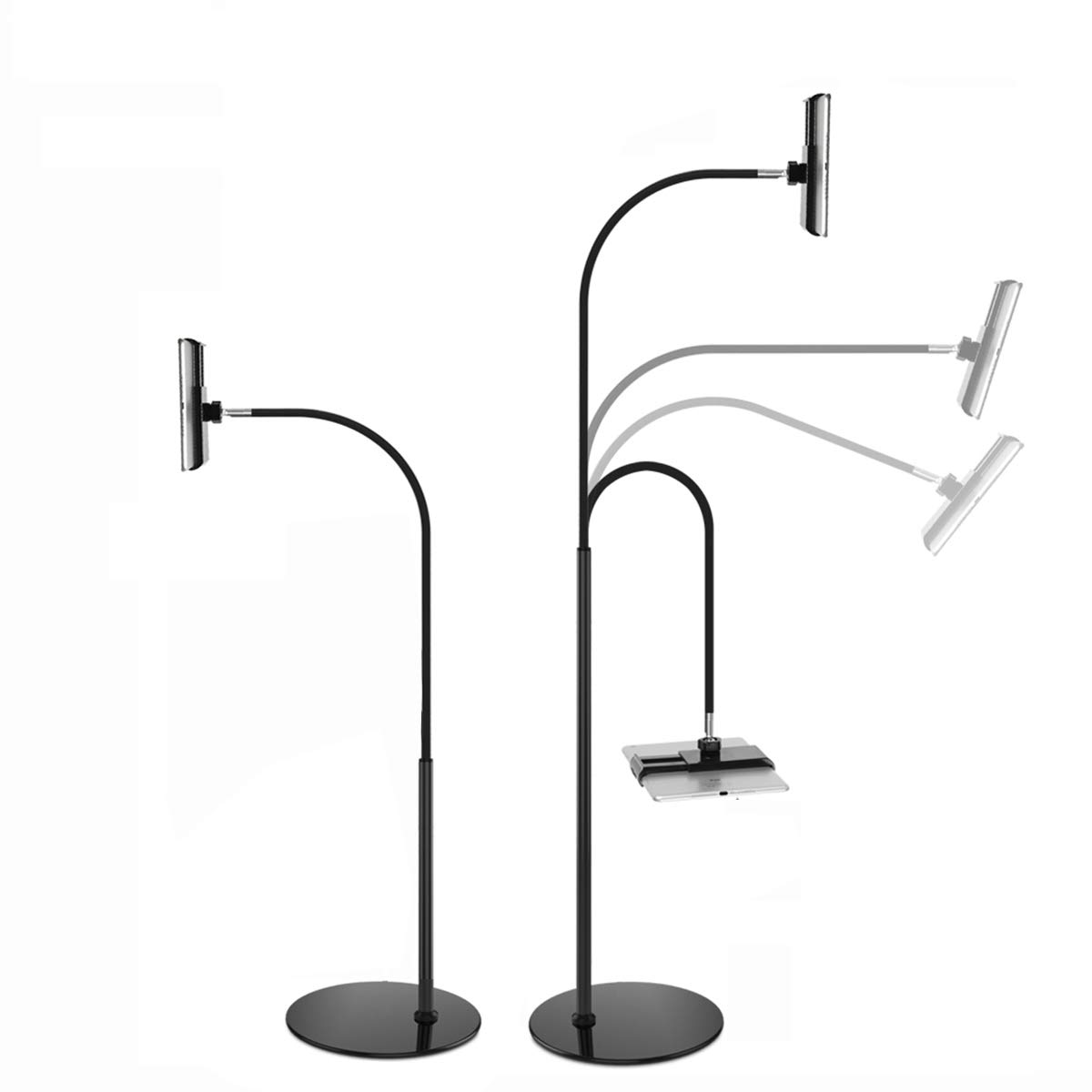 Gooseneck Tablet Floor Stand with Stable Base Adjustable 360 Degree Rotating Floor Stand for iPad Within 4-12.9 inches