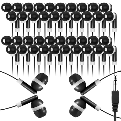 XOSDA Bulk Earbud Headphones 100 Pack for School Classroom Kids, Wholeslae Wired Durable Earphones Class Set for Students Children Toddler Teens Boys Girls and Adult (XPG101, 100 PCS)