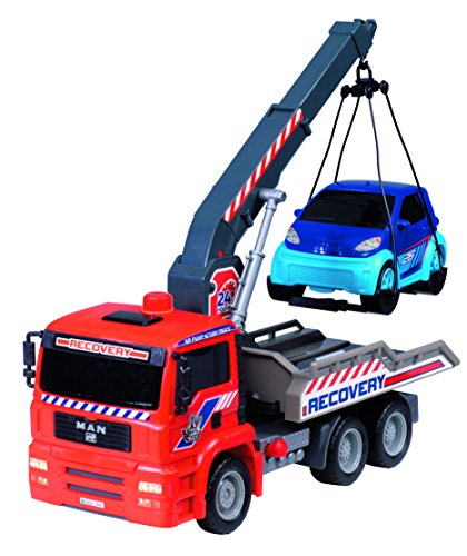 Dickie Toys 12" Air Pump Action Tow Truck with Crane Vehicle - Thumbnail 7
