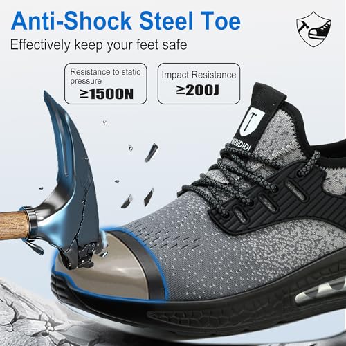 Scarpe Antinfortunistiche Uomo Donna Scarpe da Lavoro Donna Antiscivolo Scarpe Antinfortunistica Anti-Schiacciamento Ammortizzazione Comodo Traspiranti Leggere con Punta in Acciaio Ammorti 38-46 EU