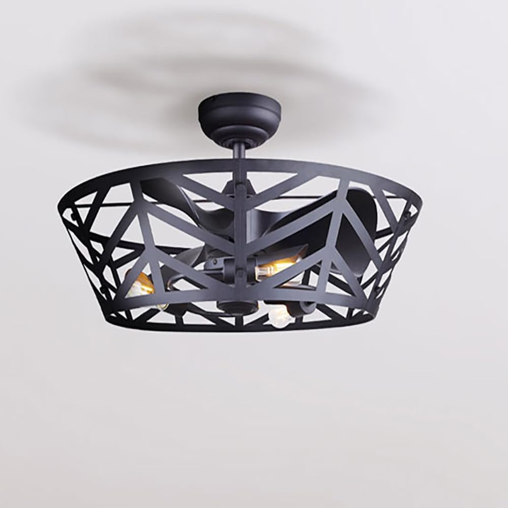 Canarm CF24MAU3BK Ceiling Fan - 24" Matte Black, Compact DC Motor, 3 ABS Blades, 3 Dimmable Vintage LED Bulbs, Remote Control, Stylish Downrod Mount Design