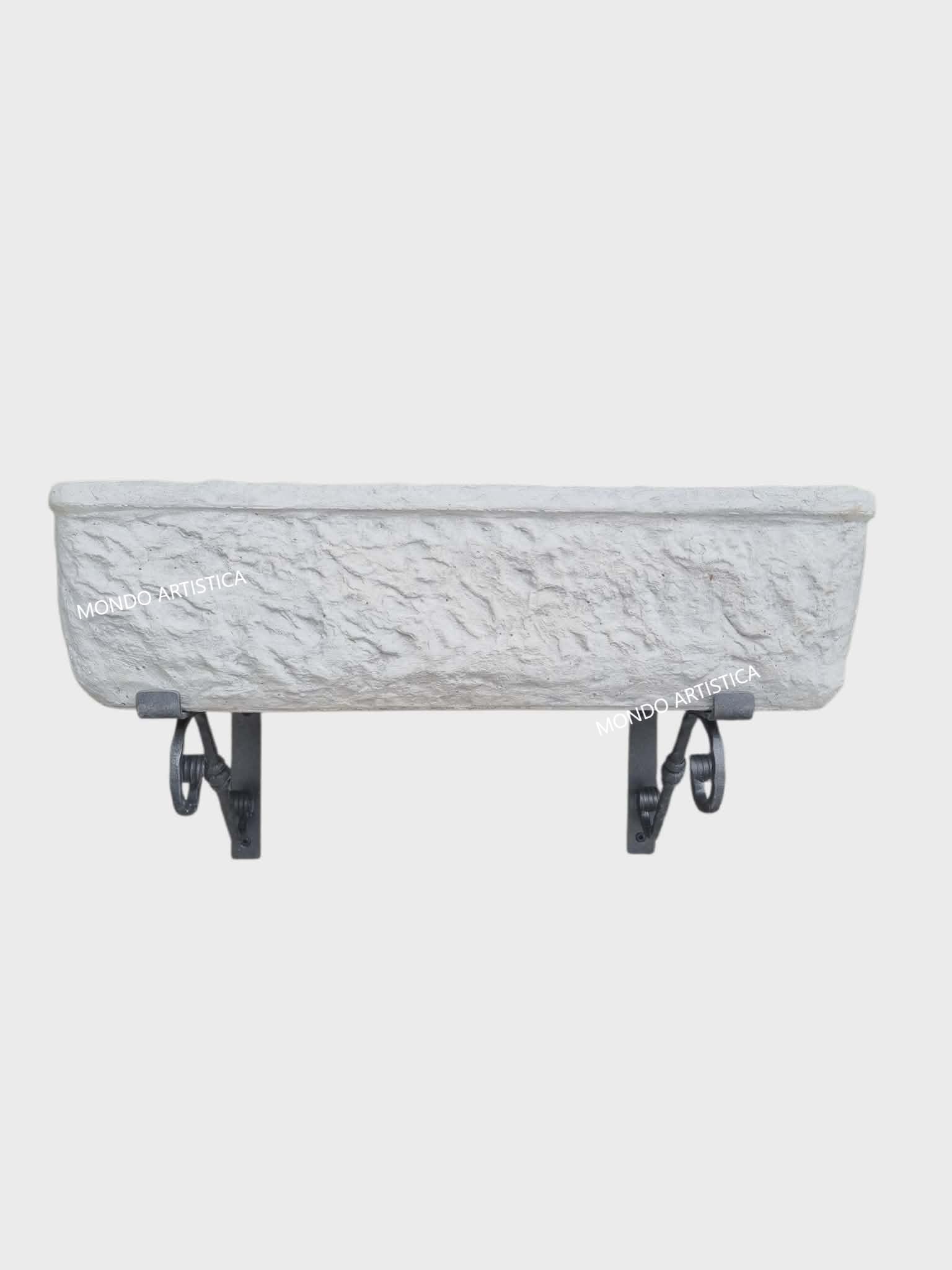 Lavello Lavandino In Cemento Con Staffe in Ferro, Lavabo, Fontana, Vasca E Gocciolatoio reversibile - Larghezza 80x40 Cm - Per Esterno Da Giardino Colore Sfumato grigio chiaro