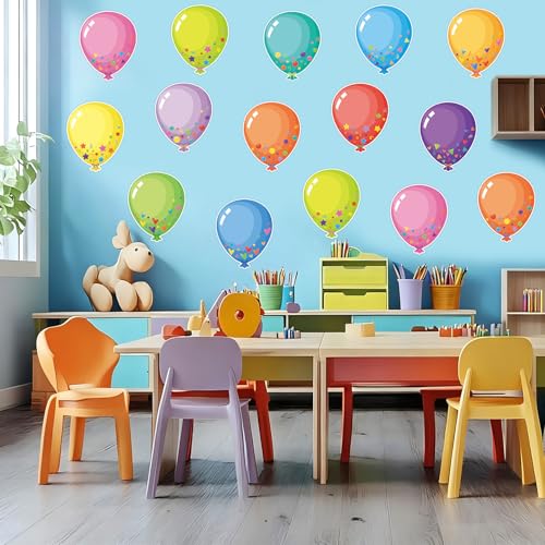 Image of 48Pcs Balloons Paper Cutouts for Bulletin Board Decorations, Colorful Balloons Cut Outs for Birthday Baby Shower Party Decor
