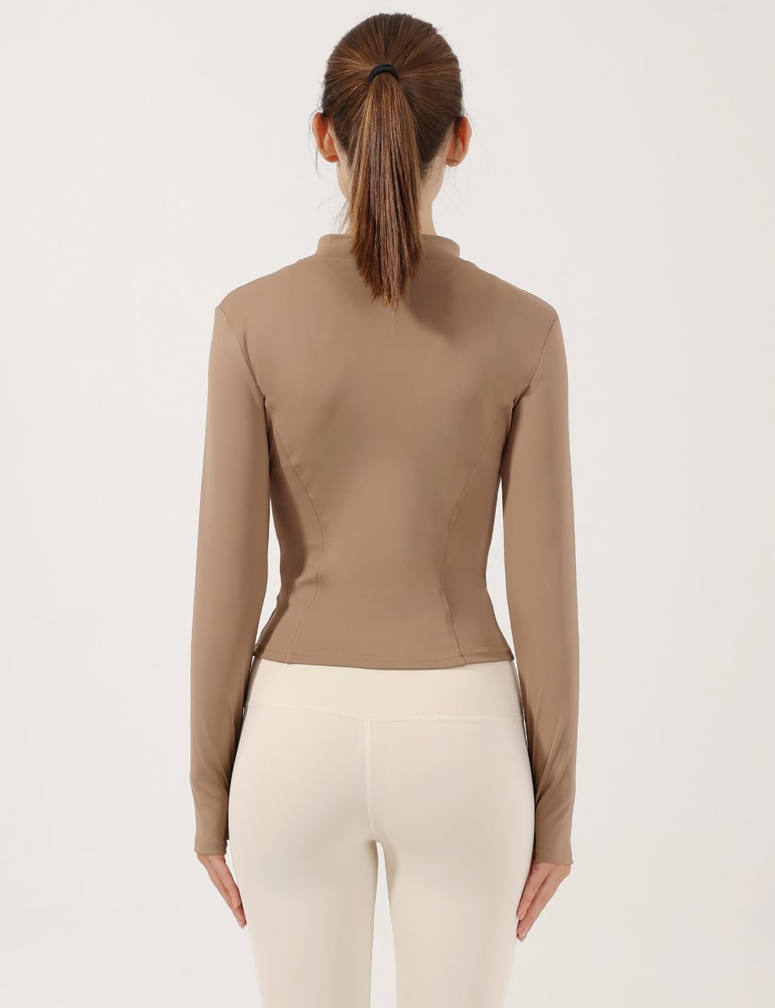 Gacaky Giacca da corsa da donna, aderente, leggera, con zip intera, elasticizzata, con fori per i pollici