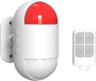 Motion Sensor Alarm, PIR Indoor Motion Detector with Siren, 125dB Motion Detector with Remote Control(White)