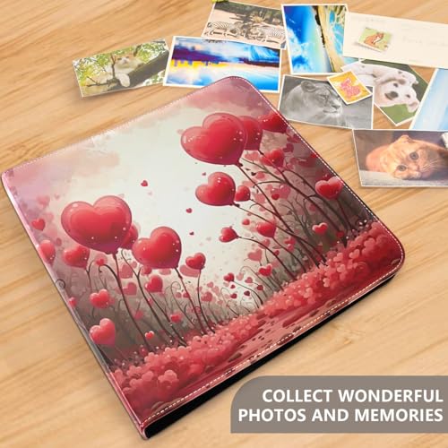 Álbum de Fotos Scrapbook DIY Autoadhesivo Corazones Rojos 3 Anillas 40 Páginas 8x10 para Memorias miniatura 5