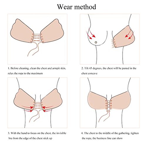 (New Version)Adhesive Bra,Womens Rope Adjustable Strapless Self Adhesive Invisible Push Up Silicone Bras With Drawstring,Nude,Cup C #TOP7