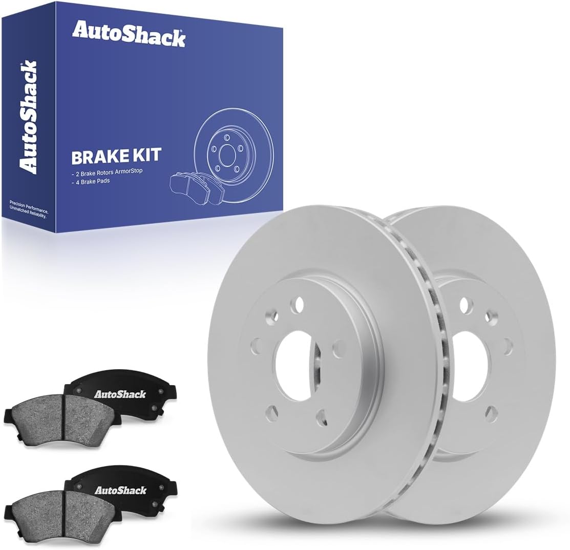AutoShack Front Vented Coated Brake Rotors + Ceramic Pads 6-PC Brake Kit Replacement for 2010-2015 Chevrolet Cruze 2012-2017 Chevrolet Sonic ArmorStop 10.87" (276 mm)