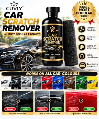 Image of Car Scratch Remover Wax Polish for Vehicles | Repair Deep Scratches Swirl Remover and Paint Restorer Kit with Microfiber Cloth Polishing & Waxing Set for Cars, Bikes & Ev's 300ML