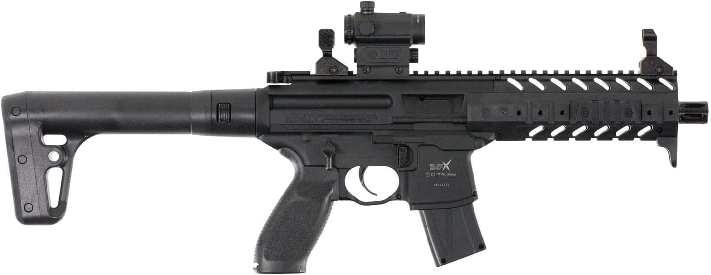 Sіg Sauer MPX .177 Cal CO2 Black Air Rifle with Red Dot and 2X CO2 90gr Tanks and Extra 30rd Mag and 500x Pellets Bundle