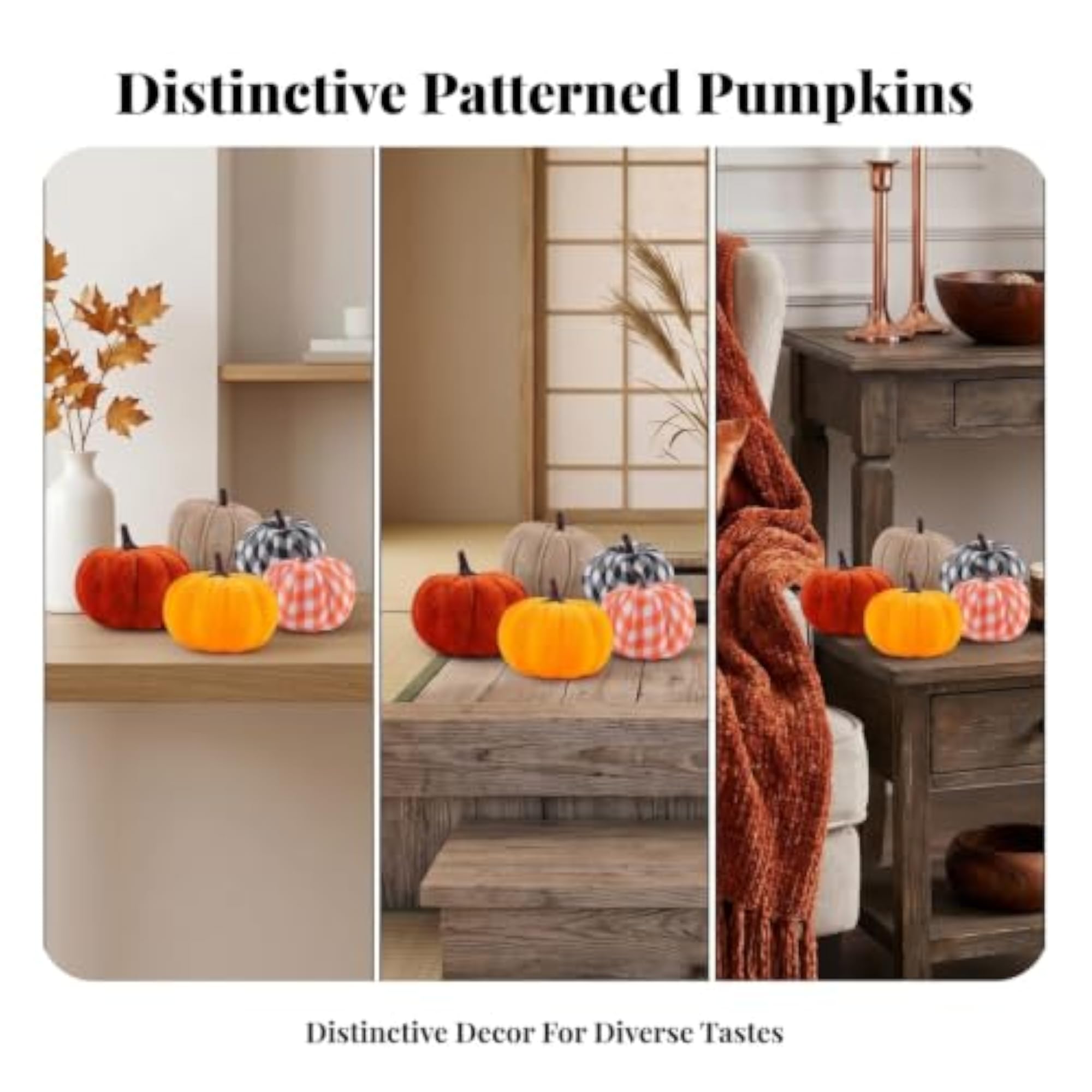 5 Pieces Textured Rustic Pumpkin Ornaments