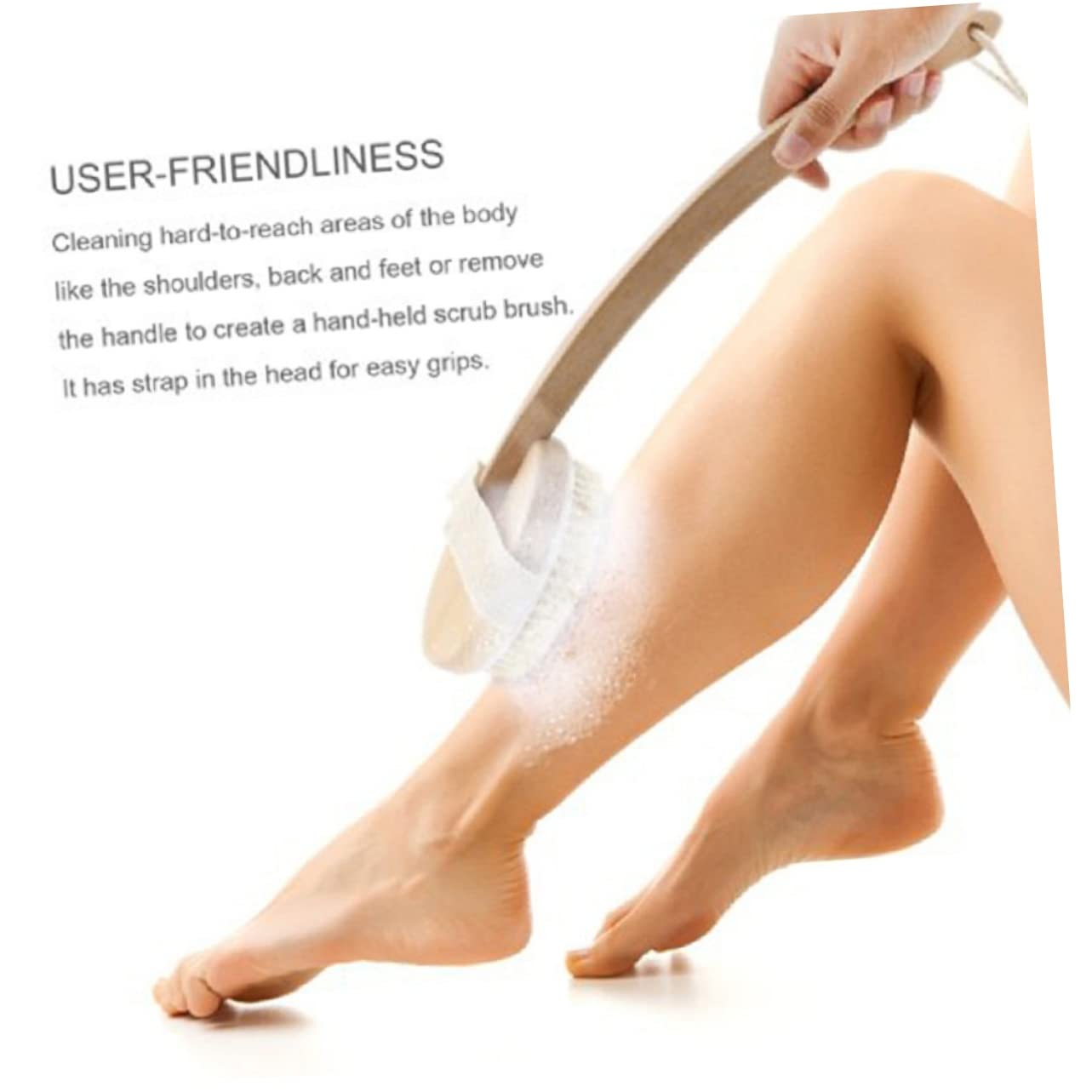 Healvian 2piezas Cepillo De Baño Desmontable Con Mango De Madera y Cerda Natural Exfoliante Corporal Para Masaje y Estimulación Circulación