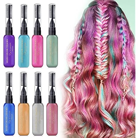 8 Colors Hair Chalk Combs, Washable Temporary Hair Color Dye for Kids Boys Girls Women, Change Eyebrows and Eyelashes Color, Great Gift for Carnival Birthday Cosplay Halloween Christmas Cover