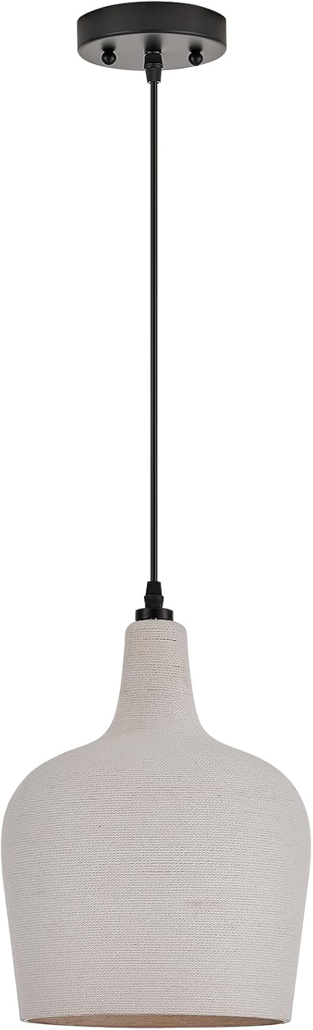 Large Hammered Glass Rattan Pendant Light Boho 1 Light Single Dome Pendant Lighting Fixtures for Kitchen Island Dining Room Hallway, Dia 9 Inch, UL Listed