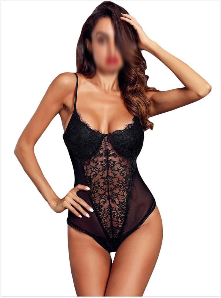 Underwear Lace Mesh See-through Sexy Halter V-neck -piece Pajamas Female