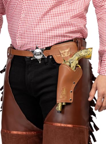 Funidelia | Cartuchera para Hombre Vaqueros, Indios, Western - Accesorios para Adultos, Accesorio para Disfraz - Negro