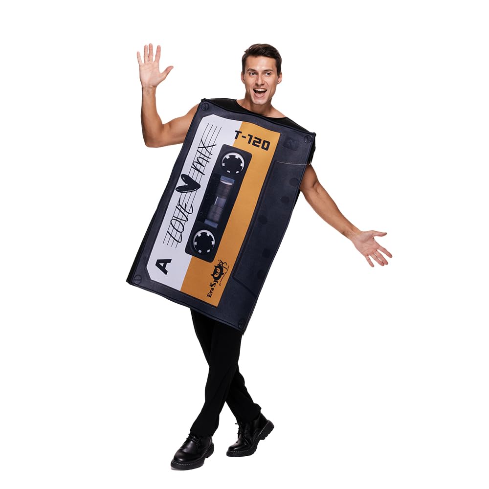 EraSpooky Disfraz de cinta de mezcla de amor para adultos túnica de casete retro de los años 80 unisex, para hombres y mujeres