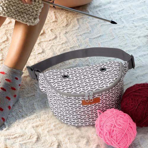 Image of Yarn Crossbody Waist bag Small Yarn Storage Organizer for Yarn Skeins-Organizer for Crochet Hooks and Accessories
