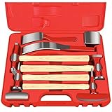 C&T 9 Piece Heavy Auto Body Repair Tool Hammer Dolly Set, Car Body Repair Tool Kit with Carrying Case, Hickory Handles,Fender Repair kit