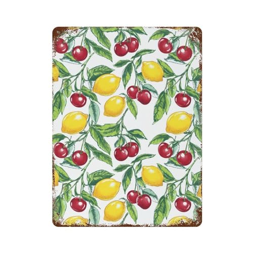 Cherry And Lemon Metal Tin Sign Vintage Iron Painting Hanging