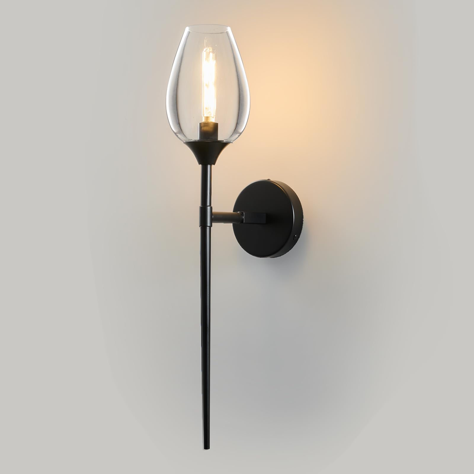Photo 1 of Black Glass Wall Sconce Light: Modern Decorative Sconces Lights over Mirror - Vintage Brushed Brass Bathroom Vanity Lighting with Flower Shade - Indoor Glass Wall Mount Lamp for Bedroom Living Room