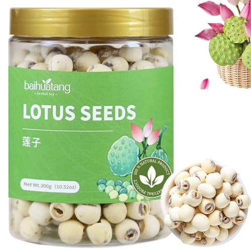 Baihuatang Natural Lotus Seeds for Tea Porridge Natural Dried White Lotus Seeds (Lian Zi) - 300g Herbal Tea &amp; Cooking Ingredient, Perfect for Porridge, Soup, and Traditional Recipes 莲子 百合银耳莲子羹原料