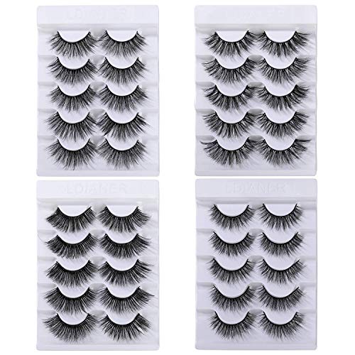 Falsche Wimpern 3D/6D Natürliche Dicke Lange Künstliche Eyelashes Handgefertigt für Wimpern Verlängerung, 20 Paare Schwarz 4 Stile Lashes Makeup Cosplay