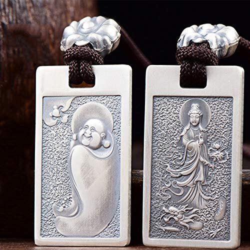 Safety Certification Guanyin Maitreya Buddha Pendant Necklace Male S999 Sterling Silver Buddha Neckl