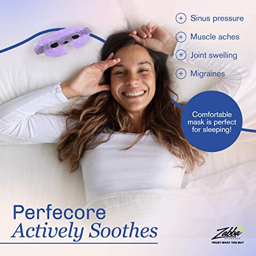 PerfeCore Eye Mask Get Rid of Puffy Eyes Migraine Relief, Sleeping, Travel Therapeutic Hot Cold Compress Pack with Cover Gel Beads, Spa Therapy Wrap for Sinus Pressure Face Puffiness Headaches Blue - Thumbnail 2