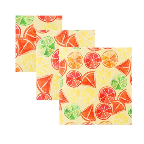 Yosugar Beeswax Cloths Set of 3, Organic Beeswax Cloths, Ecological, Reusable, 3 Sizes (18 x 20 cm, 25 x 28 cm, 33 x 36 cm) (Watermelon)