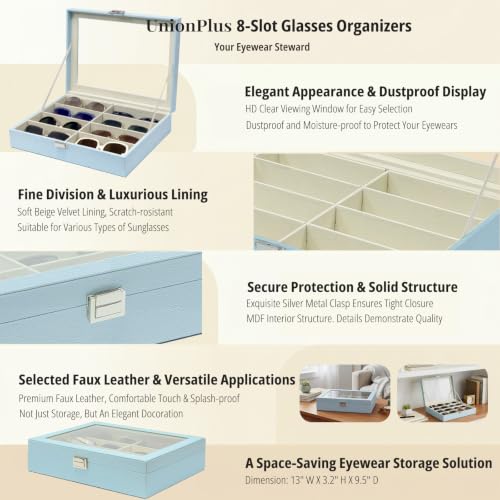 UnionPlus 8-Slots Sunglasses Eyeglasses Organizer, Lychee Blue by UnionPlus - Used condition - Image 2
