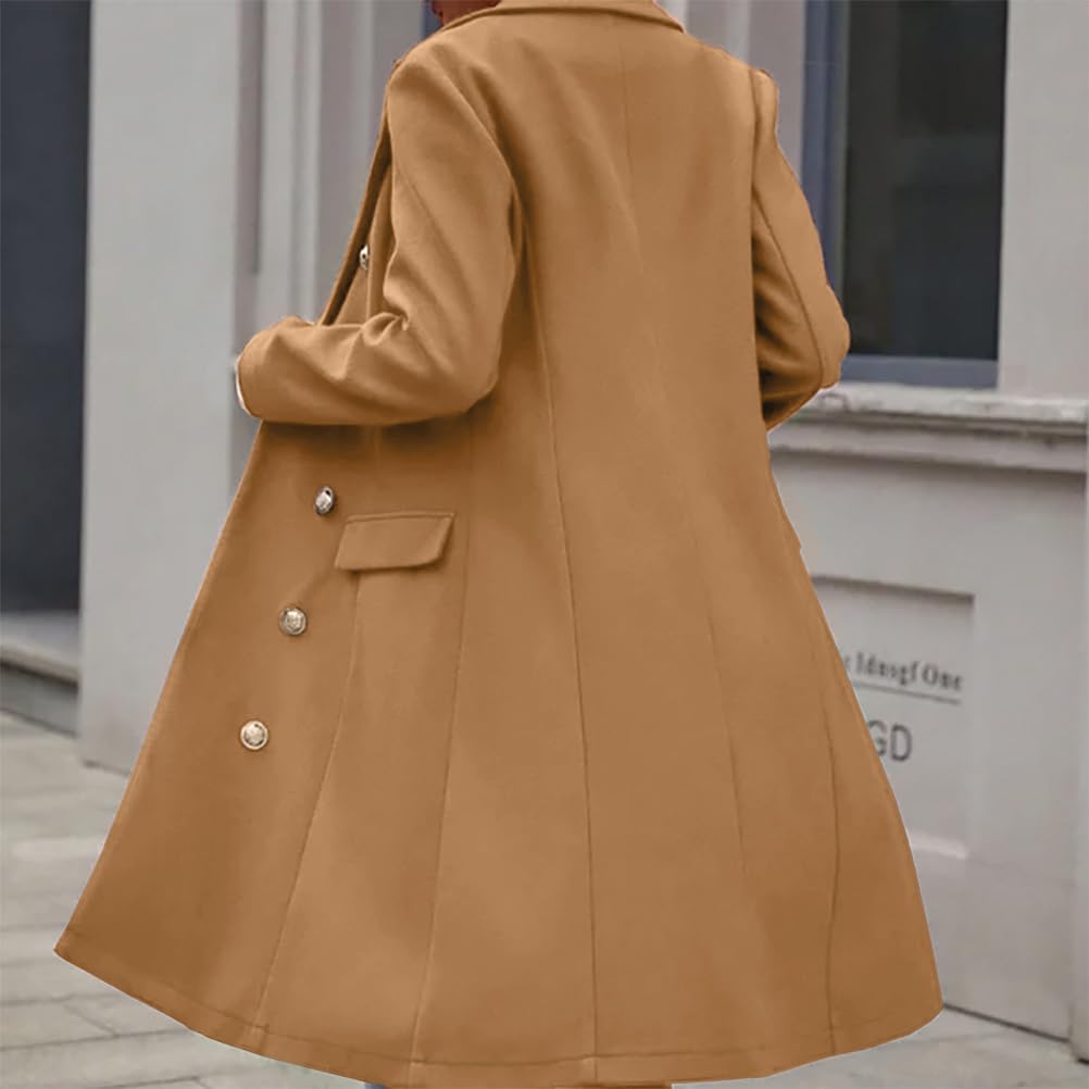IDEALSANXUN Langer Damenmantel aus Wolle für Herbst und Winter, Trenchcoat, trendige Jacken