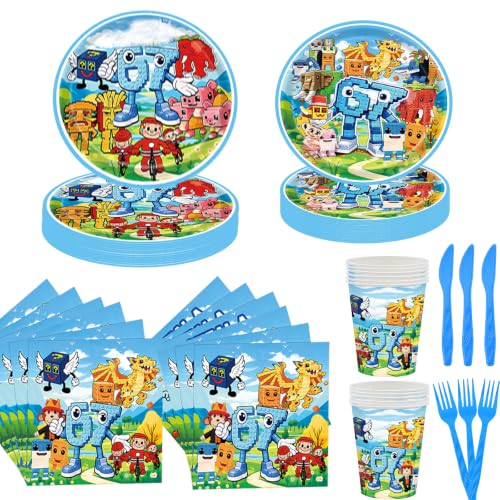 SNALXEWD Brainrot Birthday Party Supplies 72PCS Brainrot Birthday Decorations Set with Plates Dessert Plates Cups Napkins Forks & Knives Brain Rot Party Decorations for Birthday Celebration