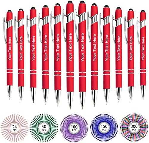 Hapelf Up to 500 Bulk Personalized Pens Custom Engraved Ballpoint Pen with Stylus Tip Retractable Multi-Color Housing Black Ink Pen for Business Writting Graduation journaling Signature