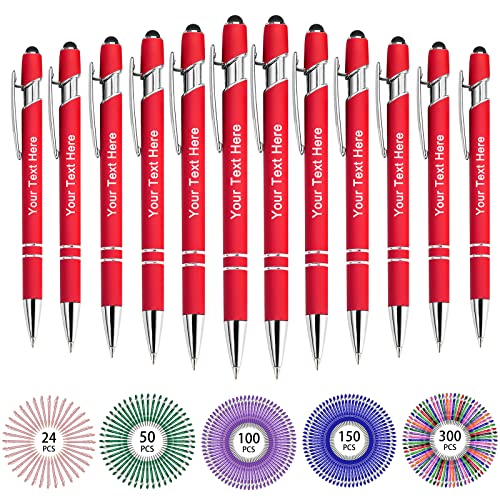 Hapelf Up To 500 Bulk Personalized Pens Custom Engraved Ballpoint Pen With Stylus Tip Retractable Multi-Color Housing Black Ink Pen For Business Writting Graduation Journaling Signature #TOP25