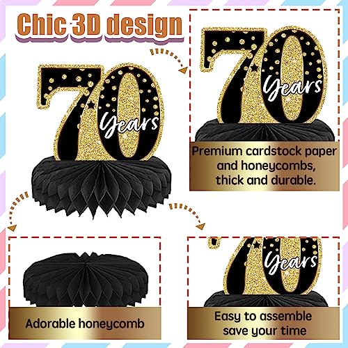 10 centros de mesa de panal para 70 cumpleaños decorativos 4