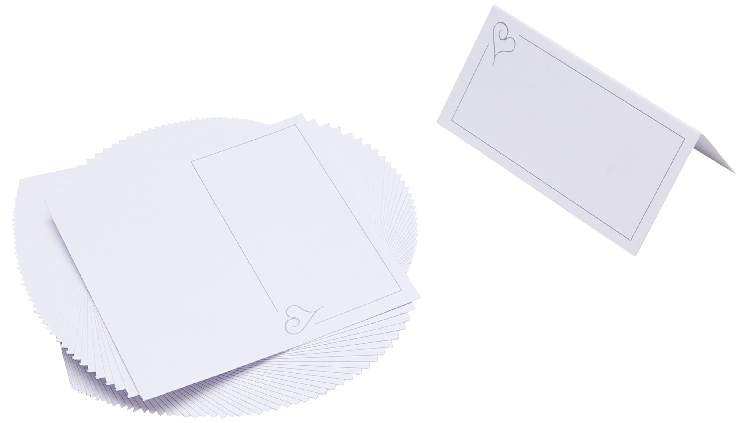 Neviti Silver Contemporary Heart Place Cards - White/ - 50 Pack