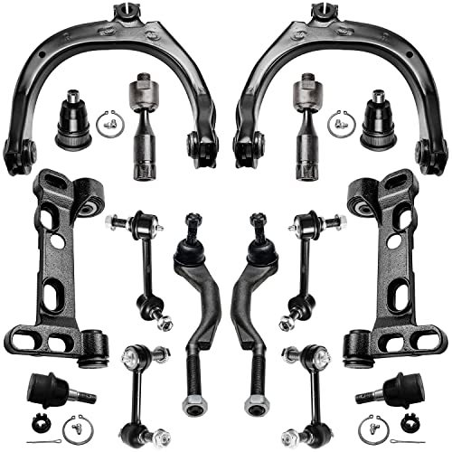 Image of Detroit Axle - 16pc Front End Kit for Buick Rainier Chevy Trailblazer EXT GMC Envoy XL XUV Saab 9-7x Olds Bravada, Control Arms Tie Rods Ball Joints Front and Rear Sway Bars Replacement