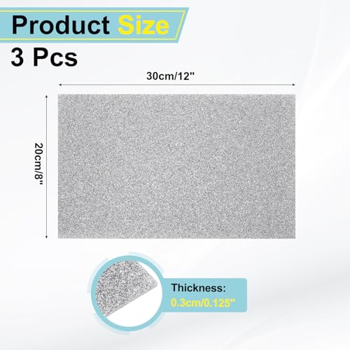 Image of MECCANIXITY 3 Pcs Silver Glitter Acrylic Sheets 1 /8 inch Thickness 12 inch x 8 inch Glossy PMMA Fluorescent Plastic Sheets Extruded Translucent Blanks for DIY Art Crafting Laser Cutting & Engraving