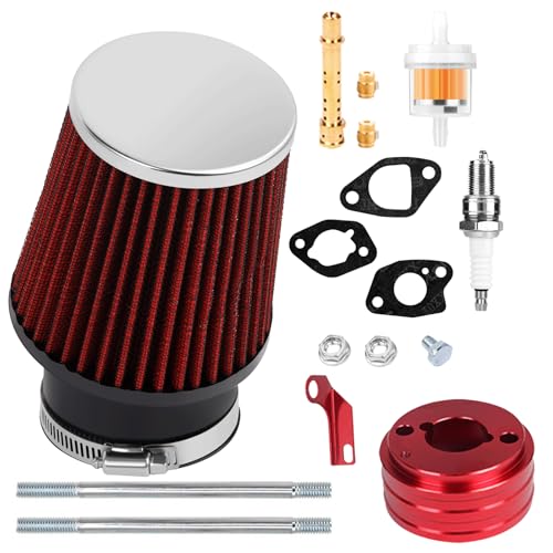 Image of 212cc Upgraded Air Filter Adapter Kit for Predator 196cc 212cc for Baja Motorsports MB165 for Coleman BT200X CT200U KT196 6.5Hp Clone Engine Mini Bike Go Kart -Red