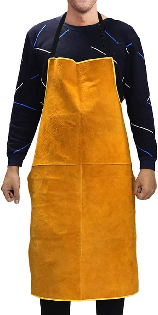 Hobart unisex adult Leather protective work and lab aprons, Tan Leather