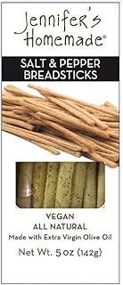 JENNIFERS HOMEMADE Salt & Pepper Breadsticks, VEGAN All Natural, Made with extra virgin olive oil, Crunchy and delicious snack, 5 OZ