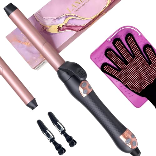 LANDOT Rizador de Pelo Automatico 25mm: Tenacillas Para Rizar el Pelo - Rizadora de Pelo Ondas Ondulador Crea Rizos Suaves y Sueltos - Cerámica Anti-estática Turmalina Iónico Temperatura hasta 220°C