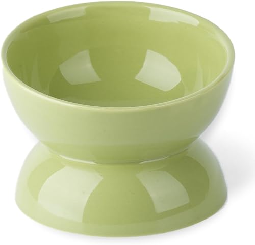 Cuenco de agua para gatos, cuencos elevados de cerámica de 16 onzas, plato de comida para mascotas inclinado y elevado en 15, antivómitos, protege