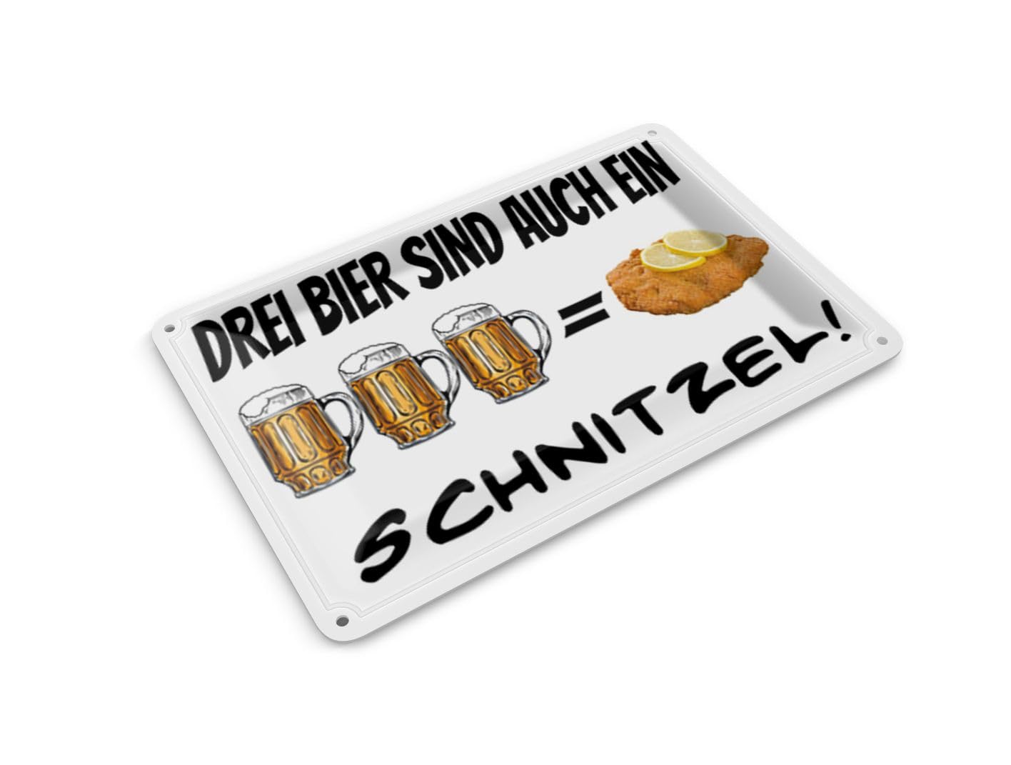 Femer Tin Postcard Alcohol 14 x 10 cm 3 Bier sind ein Schnitzel Decorative Sign